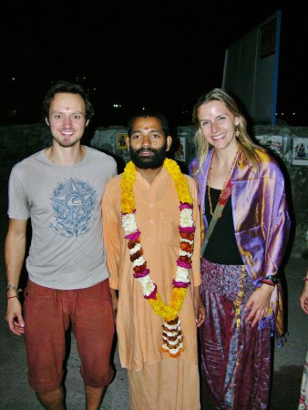 Roger, Sudhir and Dev Priya on the visit of Omkarananda ashram during Navaratri celebration